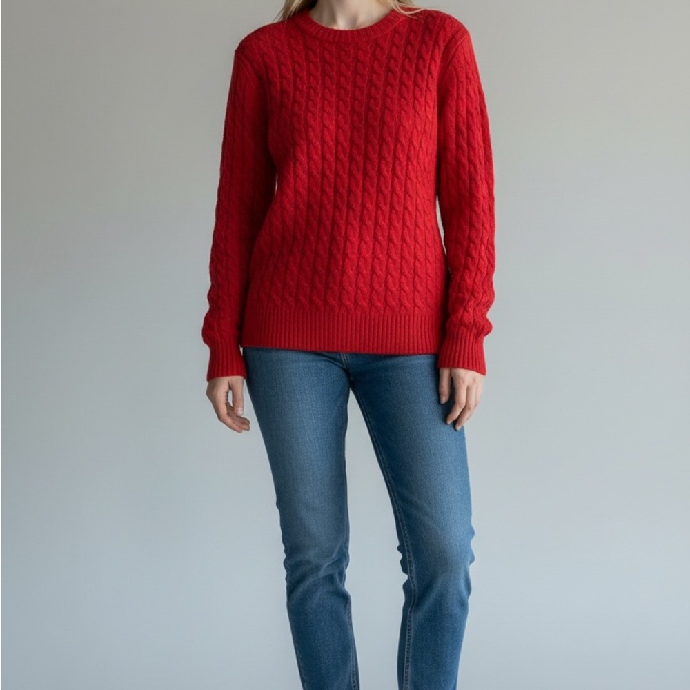 Amazon Essentials Red Cable Knit Women's Sweater (Thin Knit) Size M